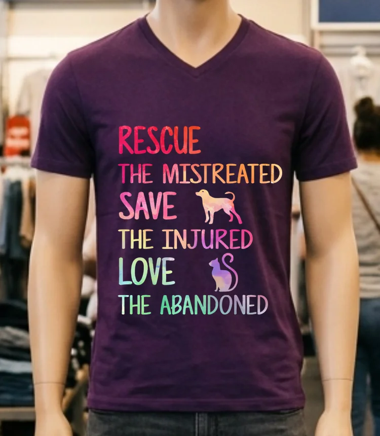Rescue The Mistreated Save The Injured Love The Abandoned Shirt - purple-shirt Rescue The Mistreated Save The Injured Love The Abandoned Shirt Purple Shirt