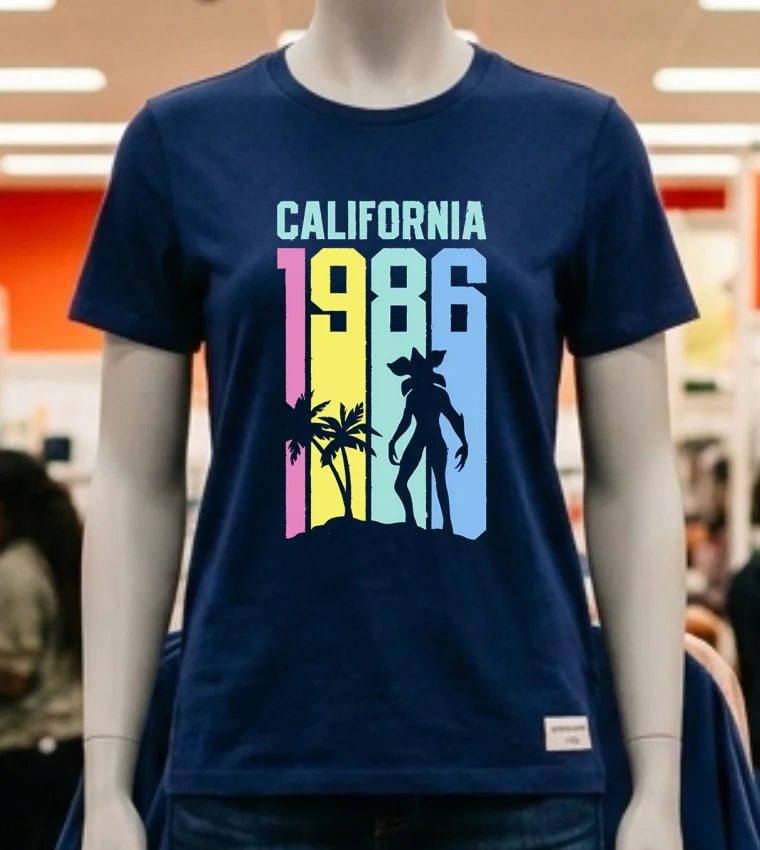 Retro Stranger Things Cali 1986 Shirt Navy Shirt