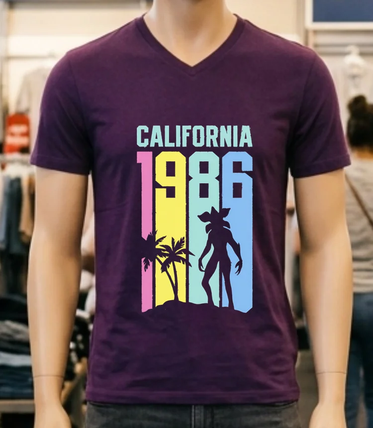 Retro Stranger Things Cali 1986 Shirt - purple-shirt Retro Stranger Things Cali 1986 Shirt Purple Shirt