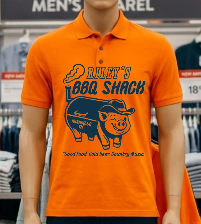 Riley Green Bbq Shack Pig Shirt - orange-shirt Riley Green Bbq Shack Pig Shirt Orange Shirt