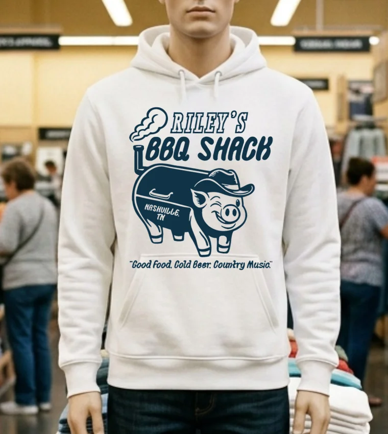 Riley Green Bbq Shack Pig Shirt - white-t-shirt Riley Green Bbq Shack Pig Shirt White T Shirt 1