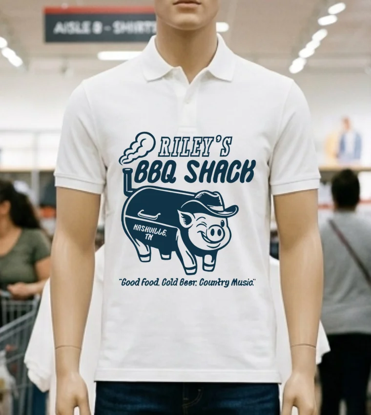 Riley Green Bbq Shack Pig Shirt - white-t-shirt Riley Green Bbq Shack Pig Shirt White T Shirt 2