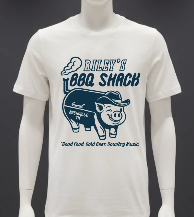 Riley Green Bbq Shack Pig Shirt - white-t-shirt Riley Green Bbq Shack Pig Shirt White T Shirt 4