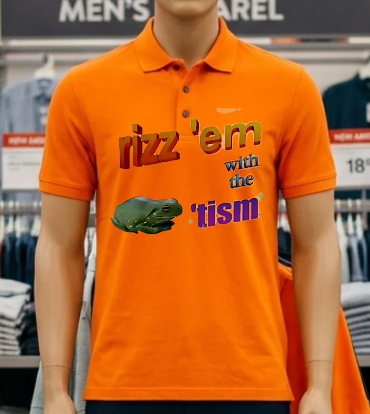 Rizz Em With The Tism Frog Parody Shirt - orange-shirt Rizz Em With The Tism Frog Parody Shirt Orange Shirt
