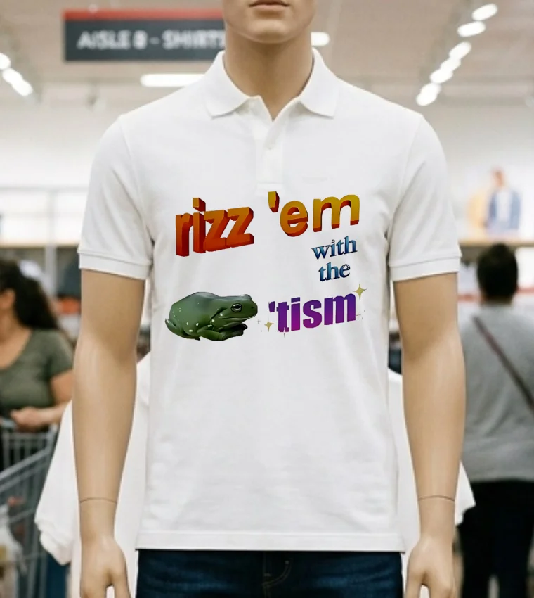 Rizz Em With The Tism Frog Parody Shirt - white-t-shirt Rizz Em With The Tism Frog Parody Shirt White T Shirt 2