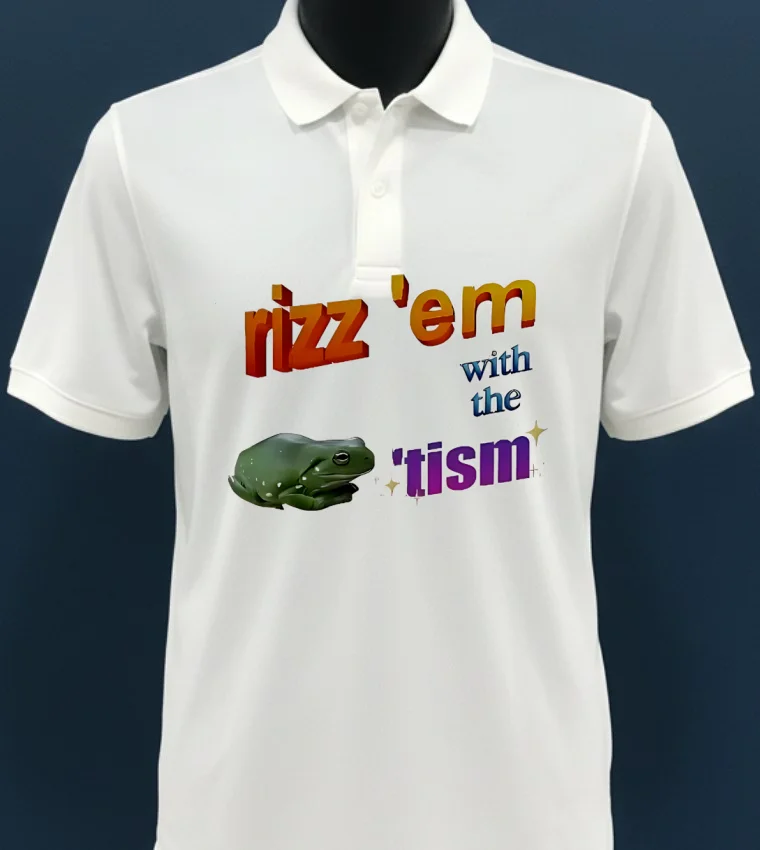 Rizz Em With The Tism Frog Parody Shirt - white-t-shirt Rizz Em With The Tism Frog Parody Shirt White T Shirt 3