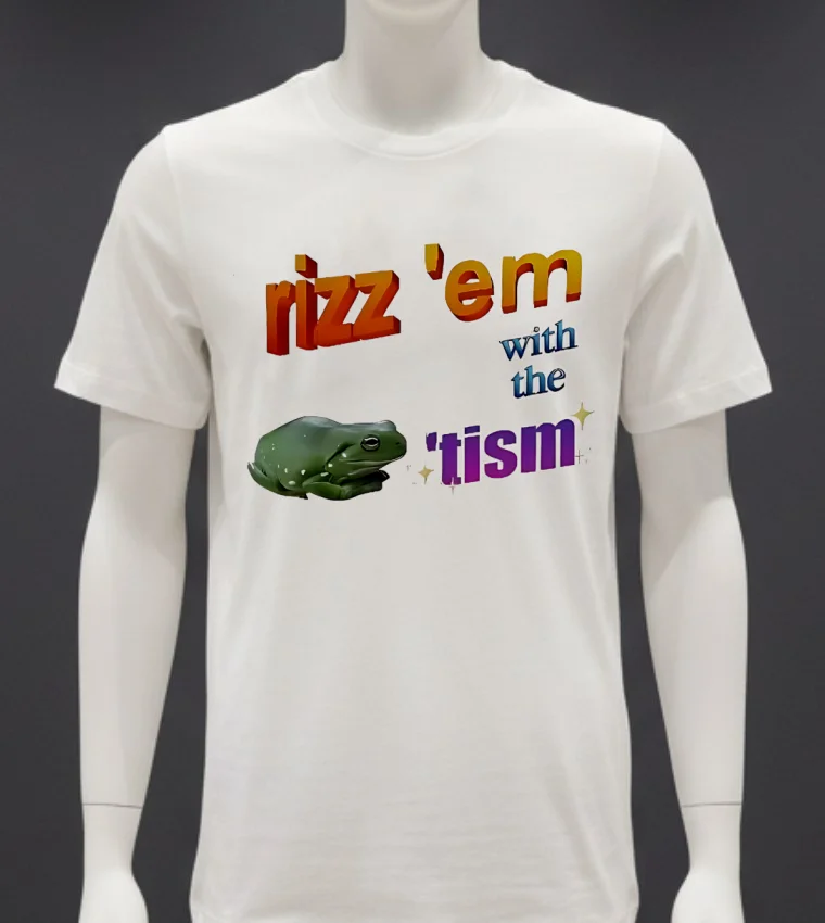Rizz Em With The Tism Frog Parody Shirt - white-t-shirt Rizz Em With The Tism Frog Parody Shirt White T Shirt 4