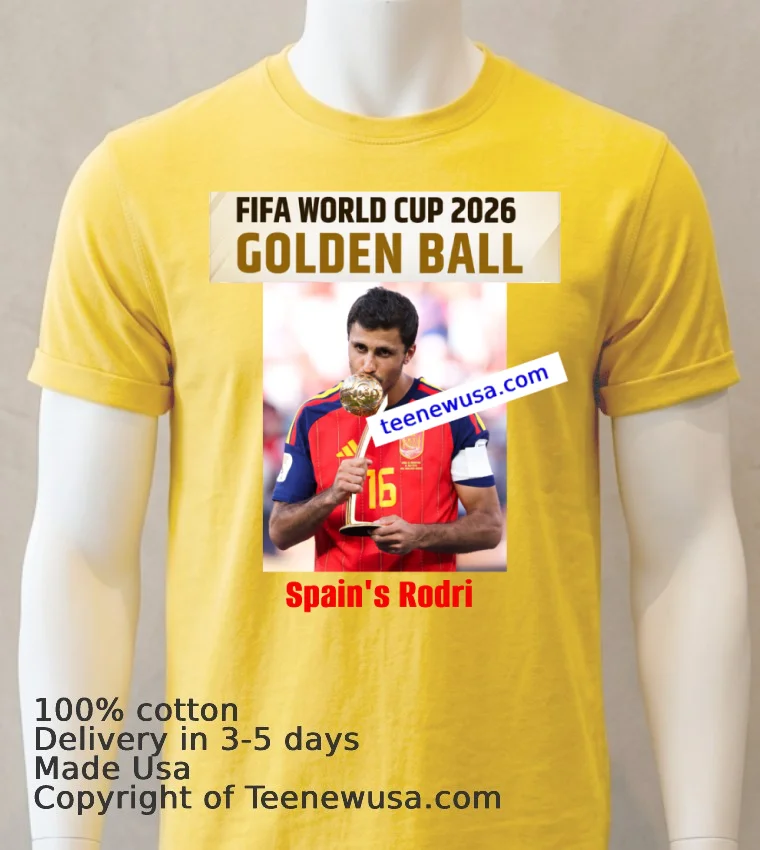 Rodri Spain Win The World Cup 2026 Golden Ball T Shirt - yellow-t-shirt Rodri Spain Win The World Cup 2026 Golden Ball T Shirt Yellow T Shirt