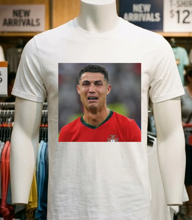 Ronaldo Cr7 Crying Meme T Shirt - white-t-shirt Ronaldo Cr7 Crying Meme T Shirt White T Shirt 4