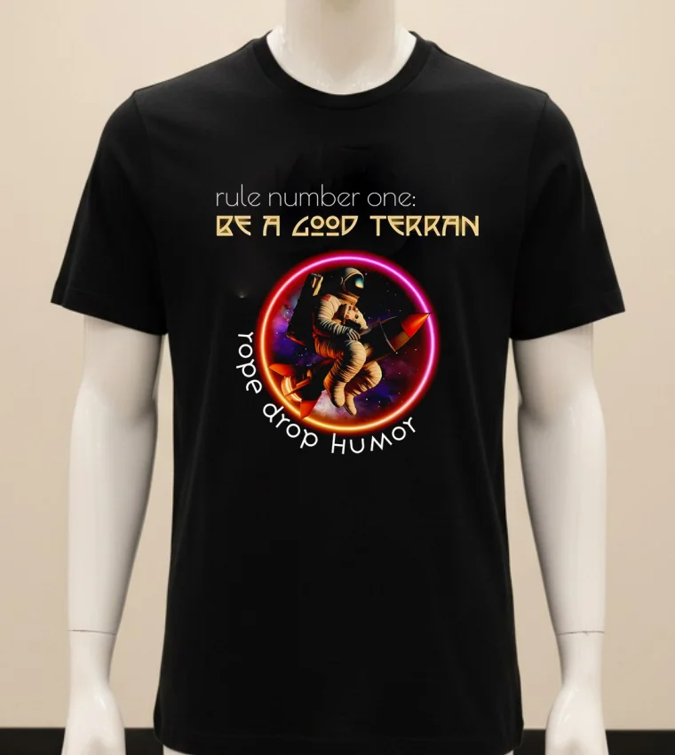 Rule Number One Be A Good Terran Rope Drop Humοy Shirt - balck-shirt Rule Number One Be A Good Terran Rope Drop Humy Shirt Balck Shirt