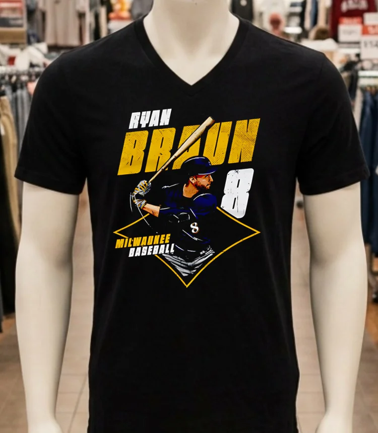 Ryan Braun Milwaukee Diamond #8 Shirt - balck-shirt Ryan Braun Milwaukee Diamond 8 Shirt Balck Shirt 1