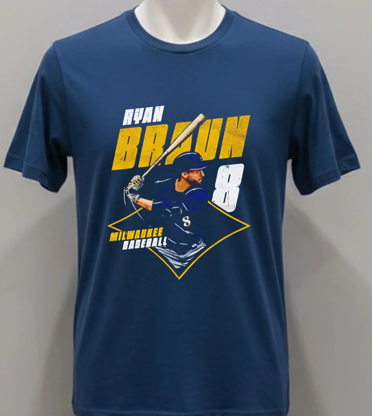 Ryan Braun Milwaukee Diamond 8 Shirt Navy Shirt 1