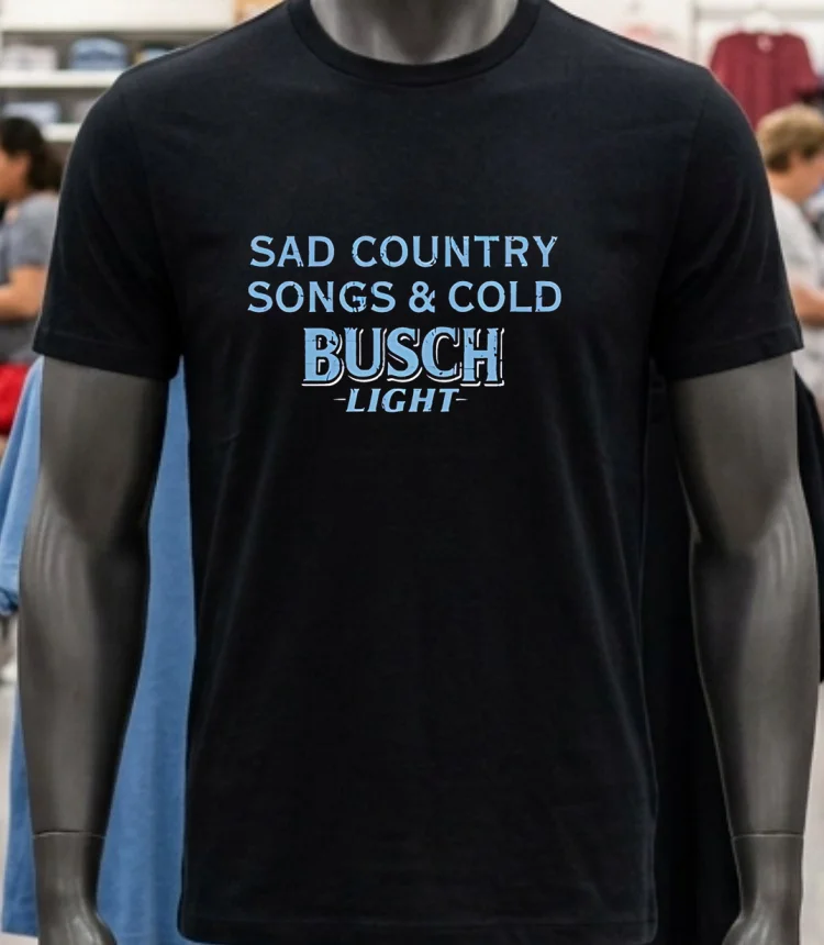 Sad Country Songs And Cold Busch Light Shirt - balck-shirt Sad Country Songs And Cold Busch Light Shirt Balck Shirt