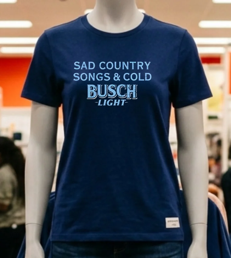 Sad Country Songs And Cold Busch Light Shirt - navy-shirt Sad Country Songs And Cold Busch Light Shirt Navy Shirt 2
