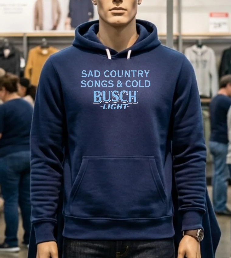 Sad Country Songs And Cold Busch Light Shirt - navy-shirt Sad Country Songs And Cold Busch Light Shirt Navy Shirt