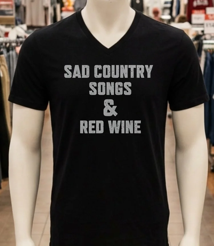 Sad Country Songs And Red Wine Shirt - balck-shirt Sad Country Songs And Red Wine Shirt Balck Shirt 1