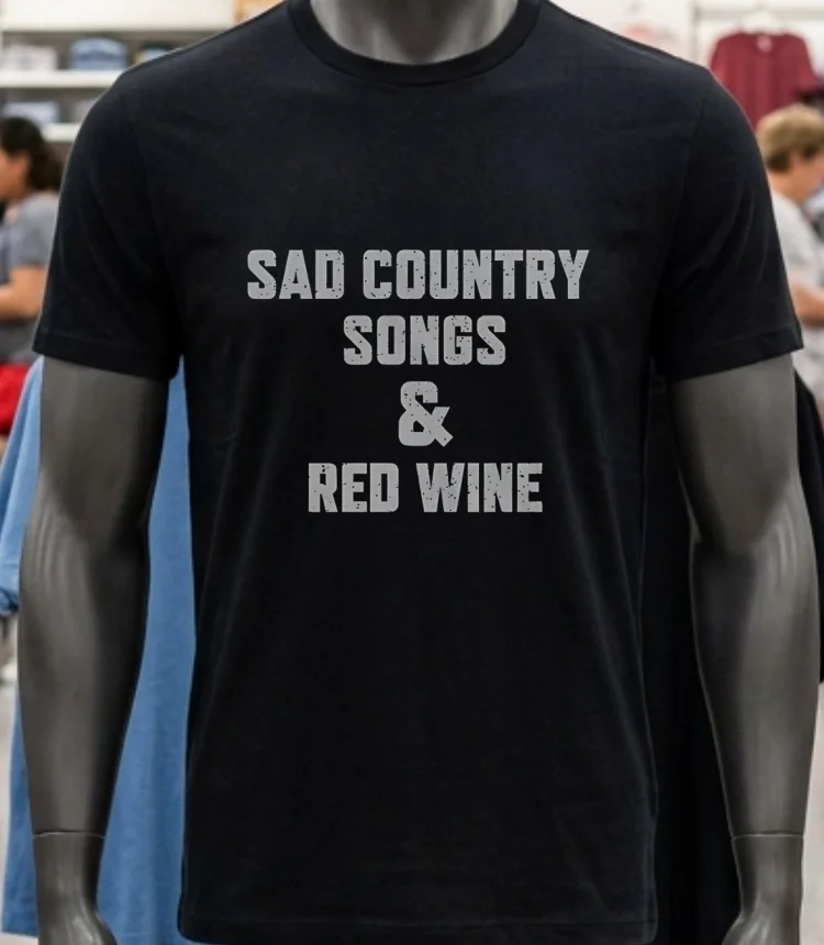 Sad Country Songs And Red Wine Shirt - balck-shirt Sad Country Songs And Red Wine Shirt Balck Shirt