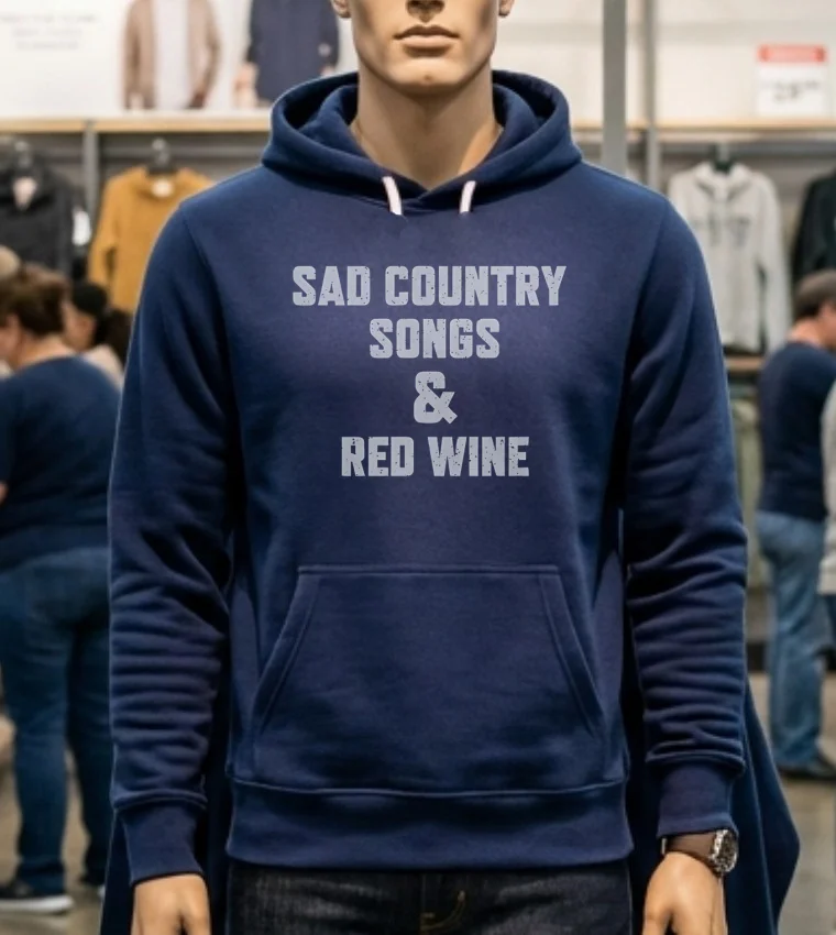 Sad Country Songs And Red Wine Shirt - navy-shirt Sad Country Songs And Red Wine Shirt Navy Shirt