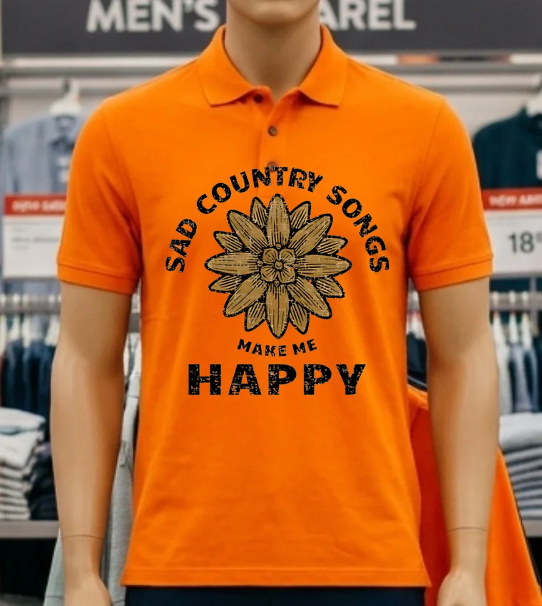 Sad Country Songs Make Me Happy Vintage Shirt - orange-shirt Sad Country Songs Make Me Happy Vintage Shirt Orange Shirt