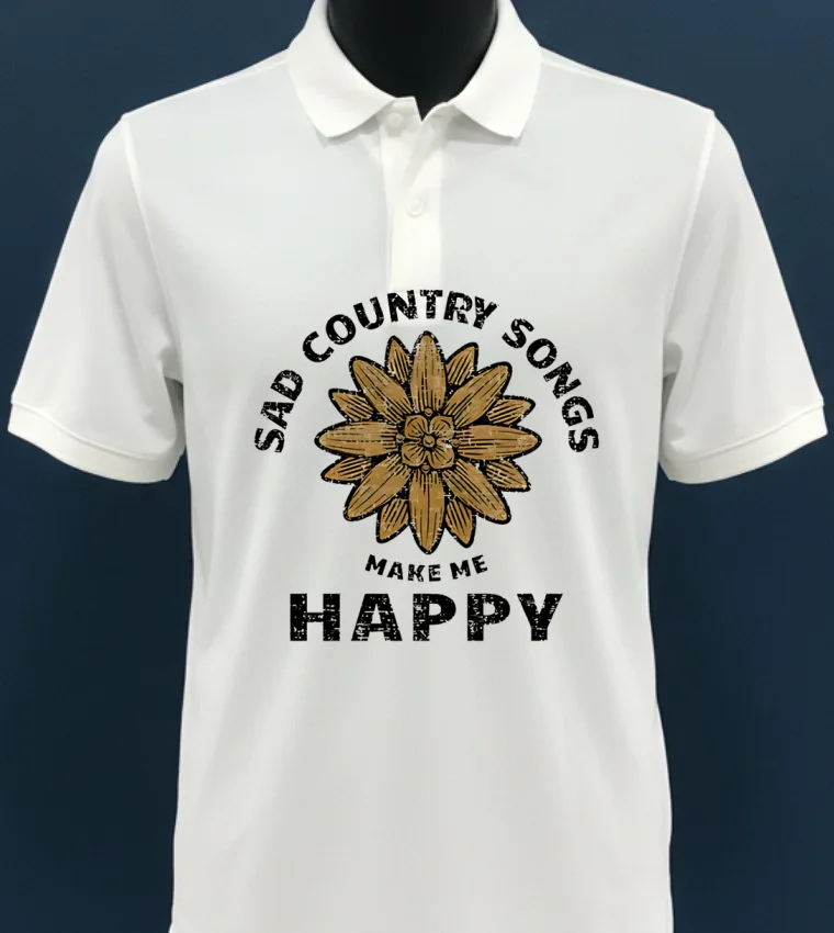 Sad Country Songs Make Me Happy Vintage Shirt - white-t-shirt Sad Country Songs Make Me Happy Vintage Shirt White T Shirt 3