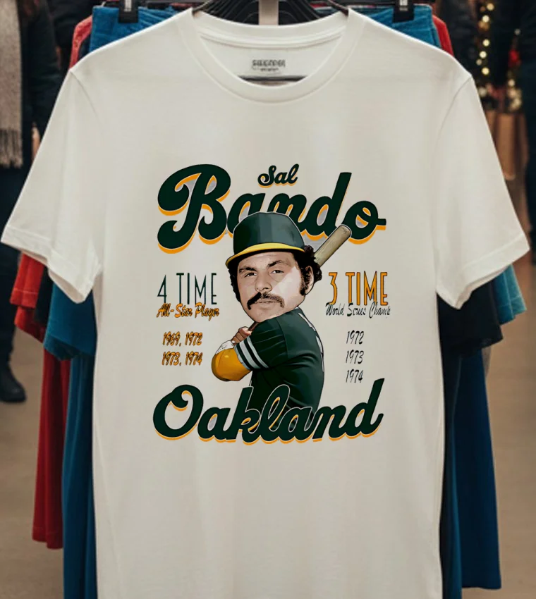 Sal Bando Oakland Comic 3 Time All Star Player Shirt - white-t-shirt Sal Bando Oakland Comic 3 Time All Star Player Shirt White T Shirt