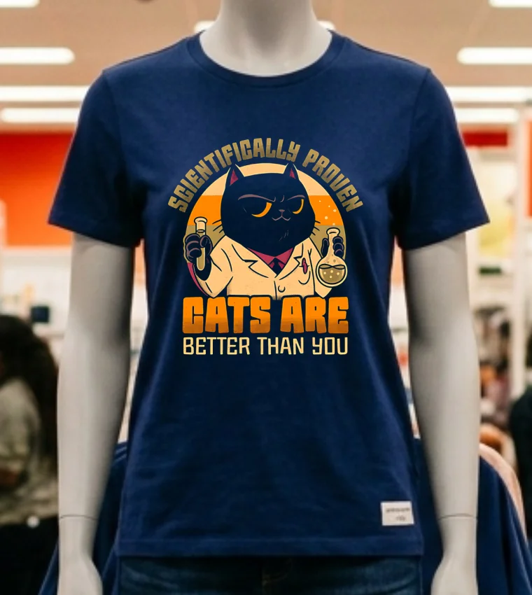 Scientifically Proven Cats Are Better Than You Shirt - navy-shirt Scientifically Proven Cats Are Better Than You Shirt Navy Shirt 2
