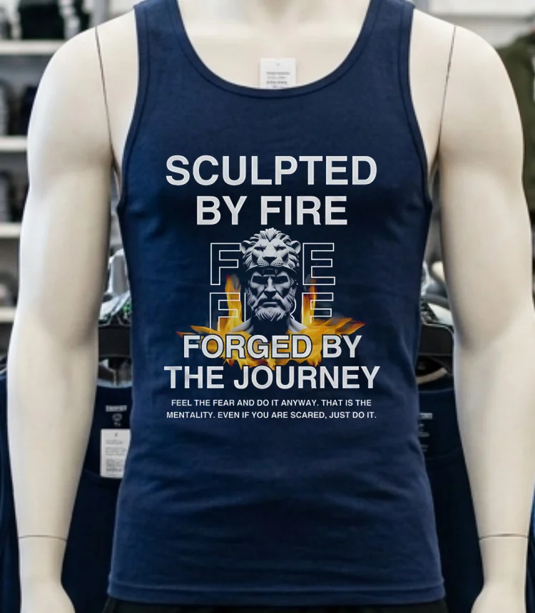 Sculpted By Fire Forged By The Journey Shirt Navy Shirt 3