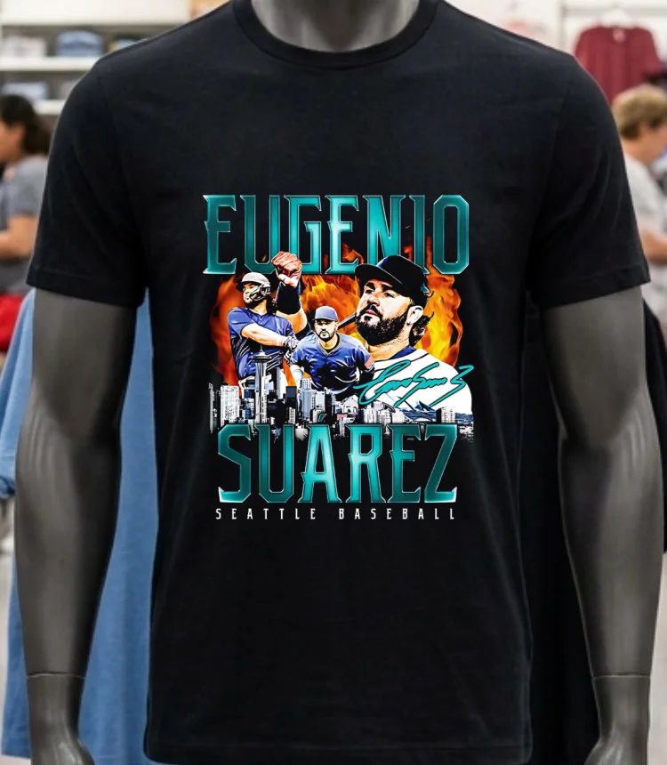Seattle Mariners Eugenio Suarez Retro Flair Signature Shirt - balck-shirt Seattle Mariners Eugenio Suarez Retro Flair Signature Shirt Balck Shirt