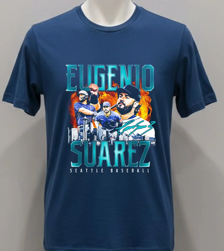 Seattle Mariners Eugenio Suarez Retro Flair Signature Shirt - navy-shirt Seattle Mariners Eugenio Suarez Retro Flair Signature Shirt Navy Shirt 1