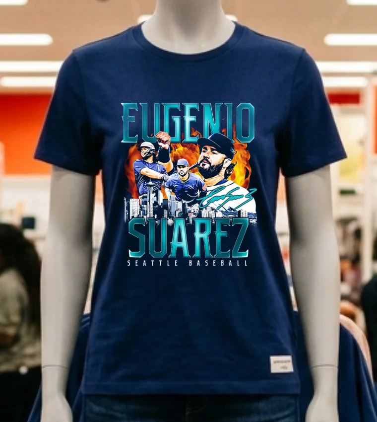 Seattle Mariners Eugenio Suarez Retro Flair Signature Shirt Navy Shirt 2