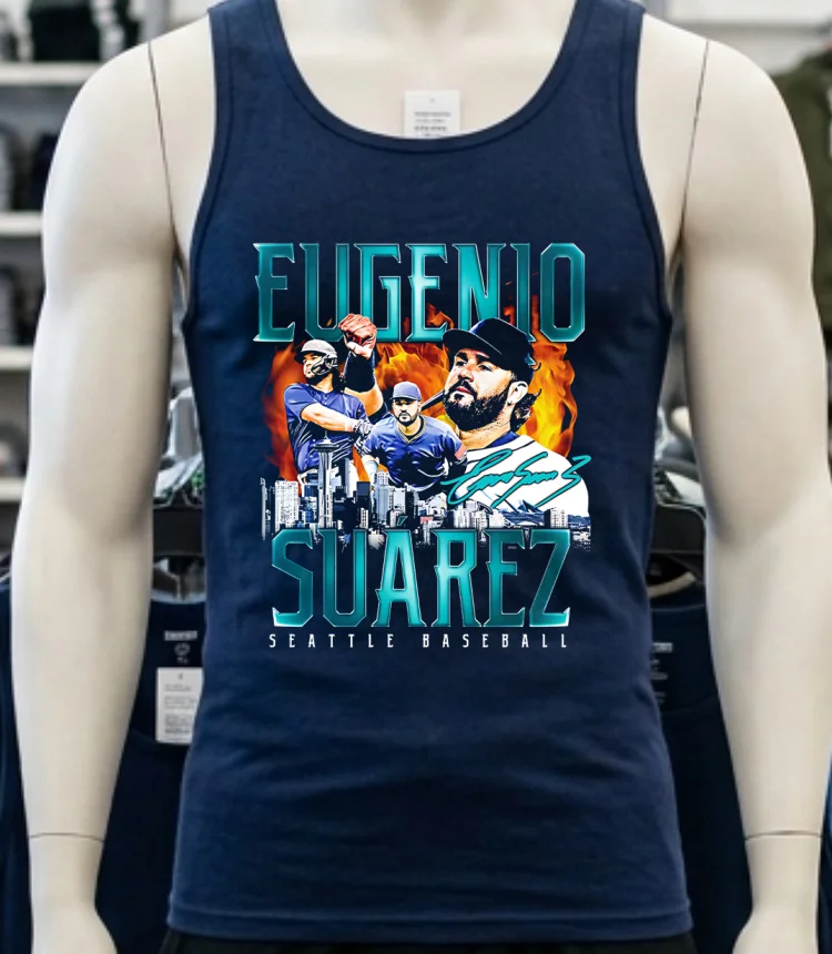 Seattle Mariners Eugenio Suarez Retro Flair Signature Shirt Navy Shirt 3