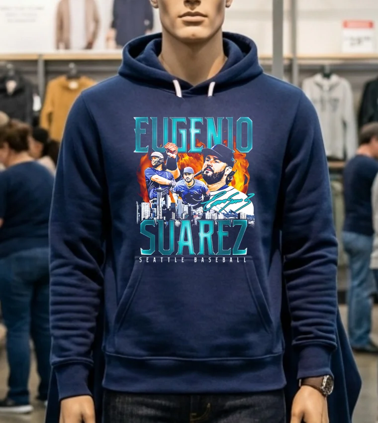 Seattle Mariners Eugenio Suarez Retro Flair Signature Shirt - navy-shirt Seattle Mariners Eugenio Suarez Retro Flair Signature Shirt Navy Shirt