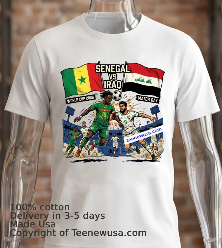 Senegal Vs Iraq World Cup 2026 T Shirt - white-t-shirt 2 Senegal Vs Iraq World Cup 2026 T Shirt White T Shirt 2