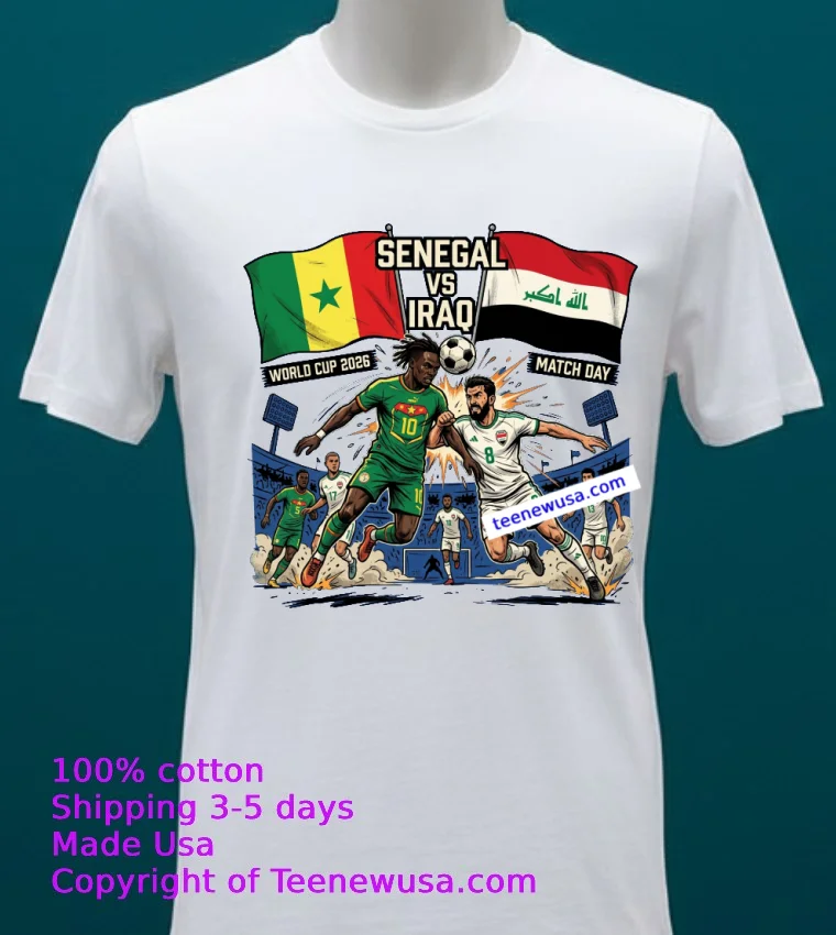 Senegal Vs Iraq World Cup 2026 T Shirt - white-t-shirt 20 Senegal Vs Iraq World Cup 2026 T Shirt White T Shirt 20
