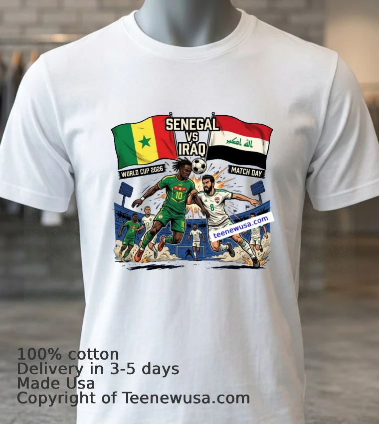 Senegal Vs Iraq World Cup 2026 T Shirt - white-t-shirt 3 Senegal Vs Iraq World Cup 2026 T Shirt White T Shirt 3