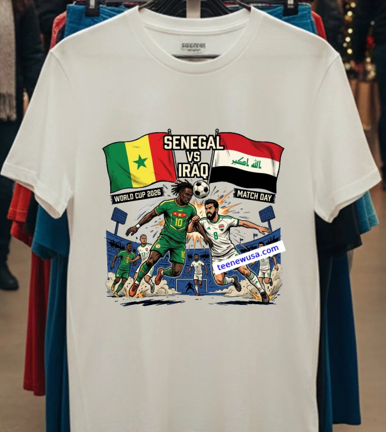 Senegal Vs Iraq World Cup 2026 T Shirt - white-t-shirt Senegal Vs Iraq World Cup 2026 T Shirt White T Shirt