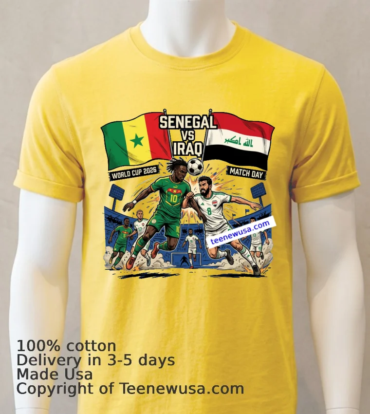 Senegal Vs Iraq World Cup 2026 T Shirt - yellow-t-shirt Senegal Vs Iraq World Cup 2026 T Shirt Yellow T Shirt