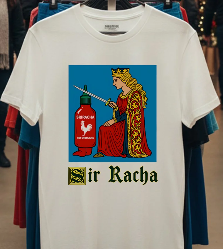 Sir Racha Knight Meme Sriracha Hot Chili Sauce Shirt - white-t-shirt Sir Racha Knight Meme Sriracha Hot Chili Sauce Shirt White T Shirt