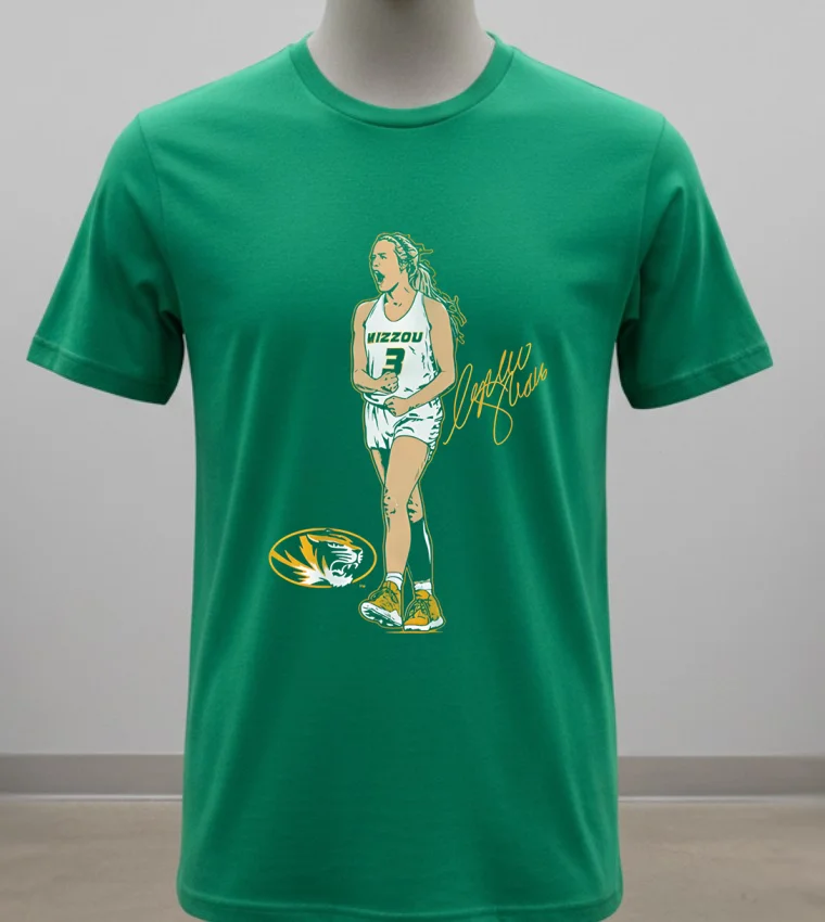 Sophie Cunningham Missouri Basketball Superstar Pose Signature Shirt Green Shirt