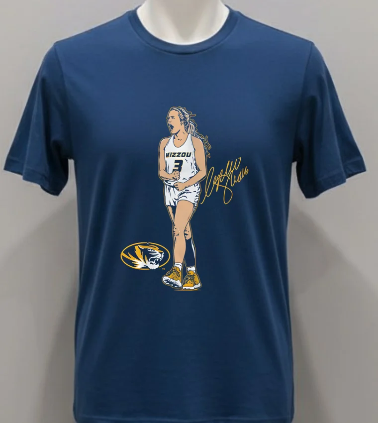 Sophie Cunningham Missouri Basketball Superstar Pose Signature Shirt Navy Shirt 2