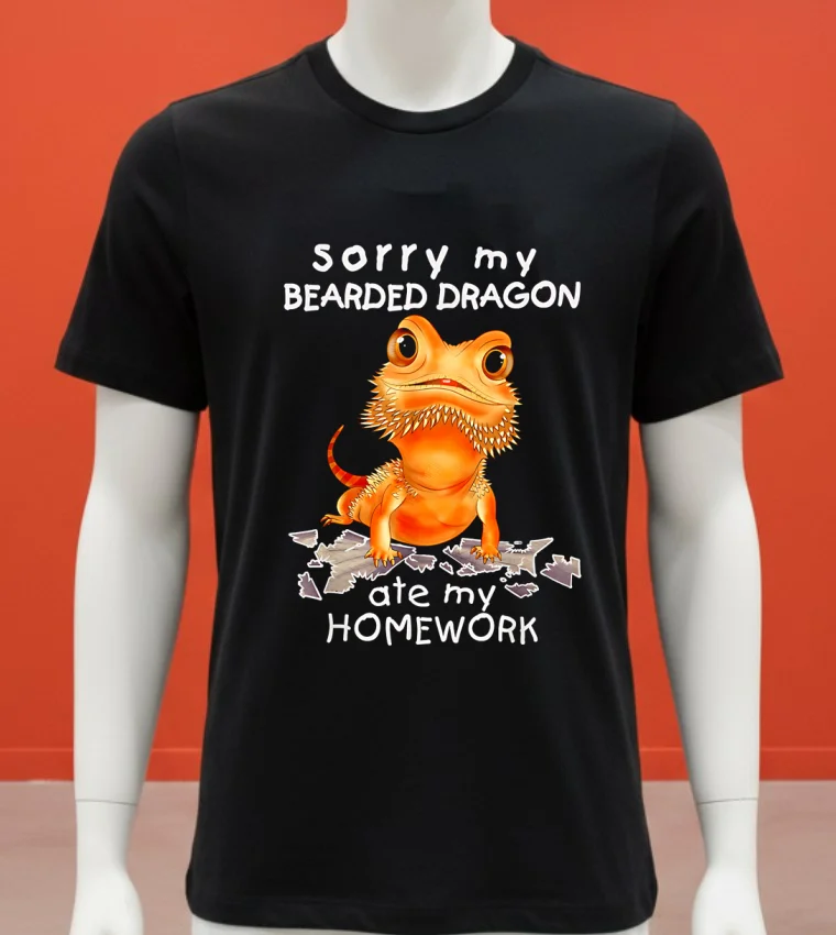 Sorry My Bearded Dragon Ate My Homework Shirt - balck-shirt Sorry My Bearded Dragon Ate My Homework Shirt Balck Shirt