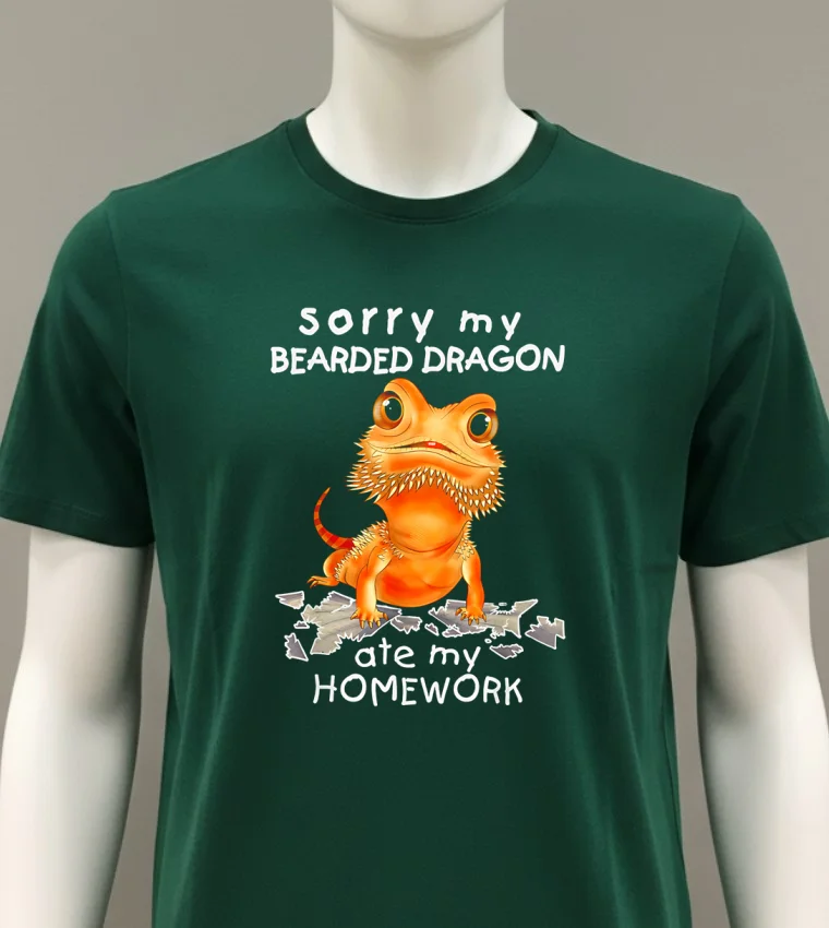 Sorry My Bearded Dragon Ate My Homework Shirt - green-shirt Sorry My Bearded Dragon Ate My Homework Shirt Green Shirt 1
