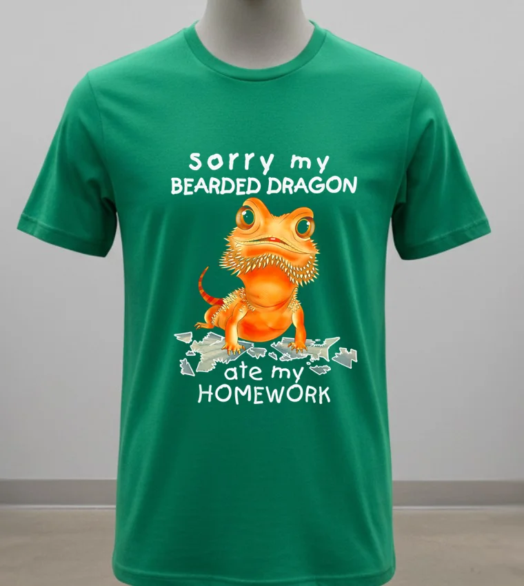 Sorry My Bearded Dragon Ate My Homework Shirt - green-shirt Sorry My Bearded Dragon Ate My Homework Shirt Green Shirt