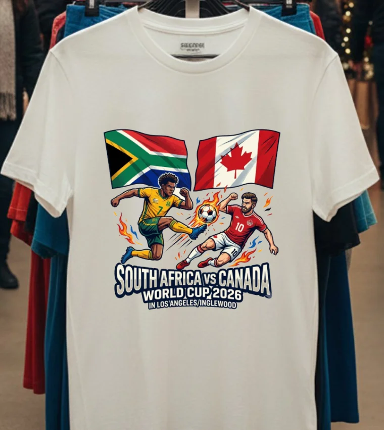 South Africa Vs Canada World Cup 2026 In Los Angeles Inglewood T Shirt - white-t-shirt South Africa Vs Canada World Cup 2026 In Los Angelesinglewood T Shirt White T Shirt