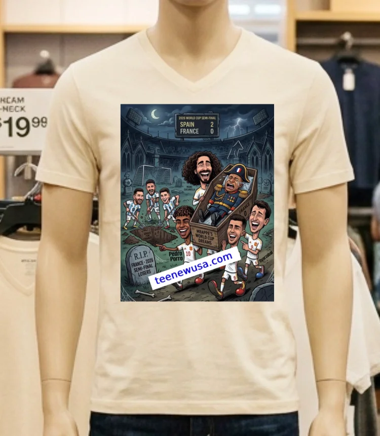 Spain Beat France 2 0 In The 2026 World Cup Semi Final Meme T Shirt - white-t-shirt Spain Beat France 2 0 In The 2026 World Cup Semi Final Meme T Shirt White T Shirt 3