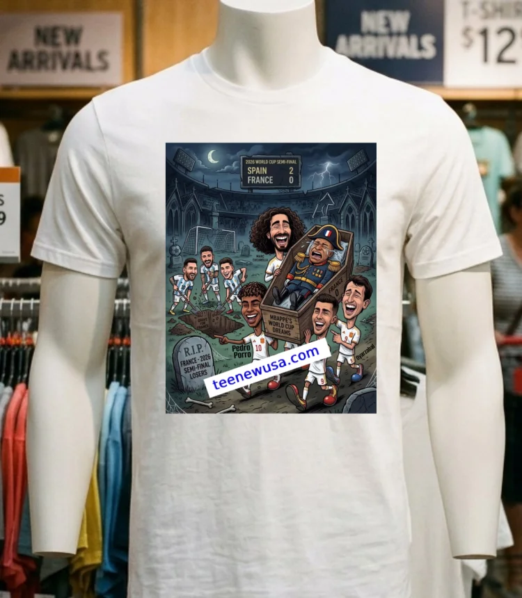 Spain Beat France 2 0 In The 2026 World Cup Semi Final Meme T Shirt - white-t-shirt Spain Beat France 2 0 In The 2026 World Cup Semi Final Meme T Shirt White T Shirt 6
