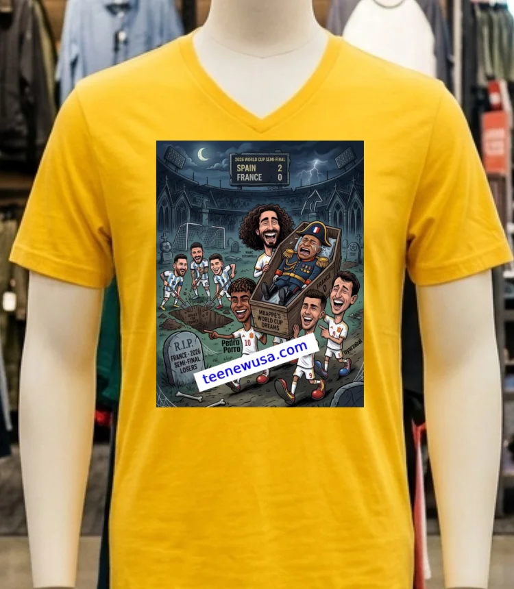 Spain Beat France 2 0 In The 2026 World Cup Semi Final Meme T Shirt - yellow-t-shirt Spain Beat France 2 0 In The 2026 World Cup Semi Final Meme T Shirt Yellow T Shirt