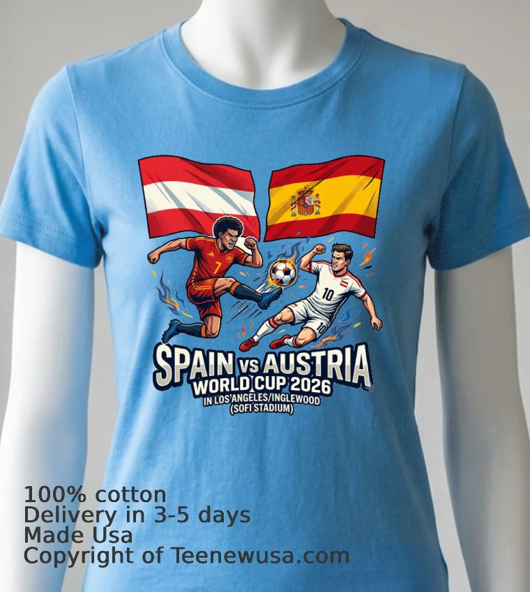 Spain Vs Austria World Cup 2026 In Los Angeles Inglewood (Sofi Stadium) - blue-shirt Spain Vs Austria World Cup 2026 In Los Angelesinglewood Sofi Stadium Blue Shirt