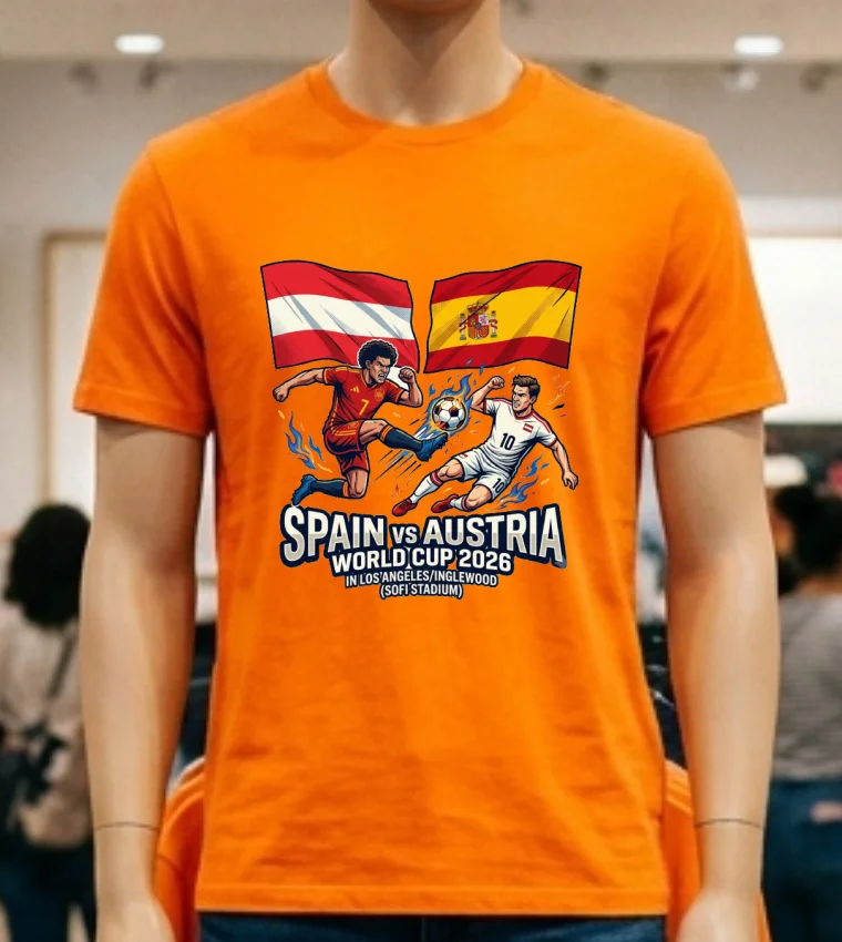 Spain Vs Austria World Cup 2026 In Los Angelesinglewood Sofi Stadium Orange Shirt