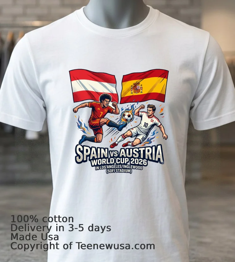 Spain Vs Austria World Cup 2026 In Los Angeles Inglewood (Sofi Stadium) - white-t-shirt 3 Spain Vs Austria World Cup 2026 In Los Angelesinglewood Sofi Stadium White T Shirt 3